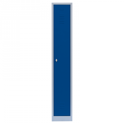 Stahl-Kleiderspind - lichtgrau mit blauen Türen - 30 cm breit - 1 Abteil  - blaue Türen - Zylinderschloss mit 2 Schlüssel - sofort lieferbar !